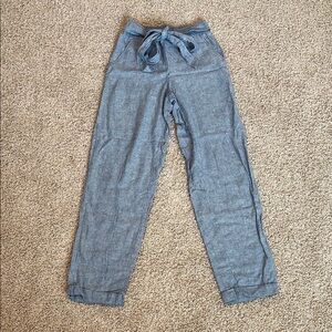 Blue Striped Tie-Waist Pants